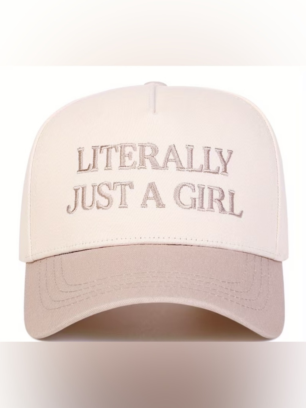 "Literally Just A Girl" Embroidered Baseball Cap Adjustable Khaki Color